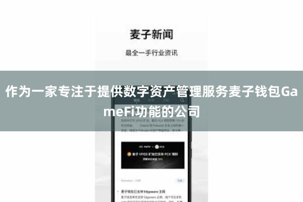 作为一家专注于提供数字资产管理服务麦子钱包GameFi功能的公司