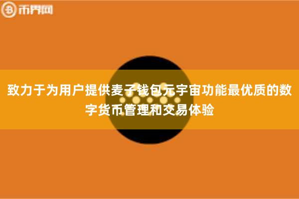 致力于为用户提供麦子钱包元宇宙功能最优质的数字货币管理和交易体验